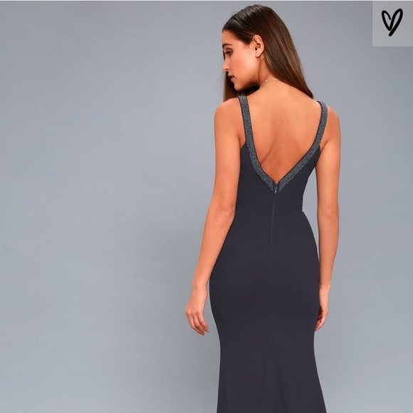 Lulus Dresses & Skirts - Lulu’s Celena Navy Blue Beaded Dress